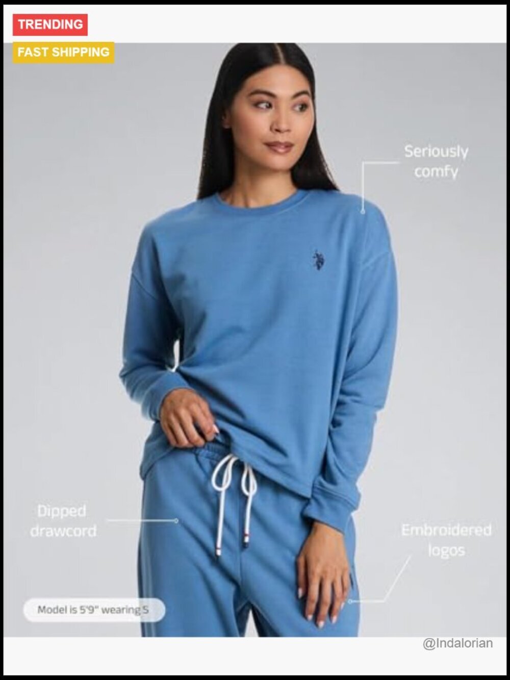 Fleece-Backed Jersey Lounge Set with Sweatshirt and Joggers - Picture 2 of 7